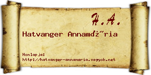 Hatvanger Annamária névjegykártya